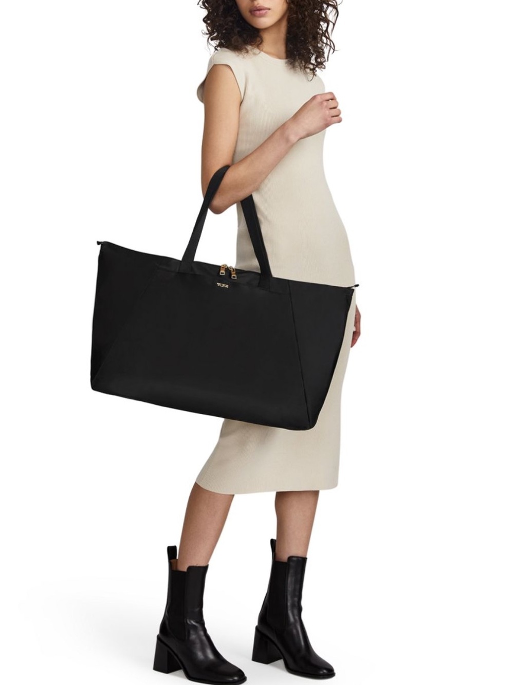 Tumi Black Oversized Women's Tote with Gold Hardware